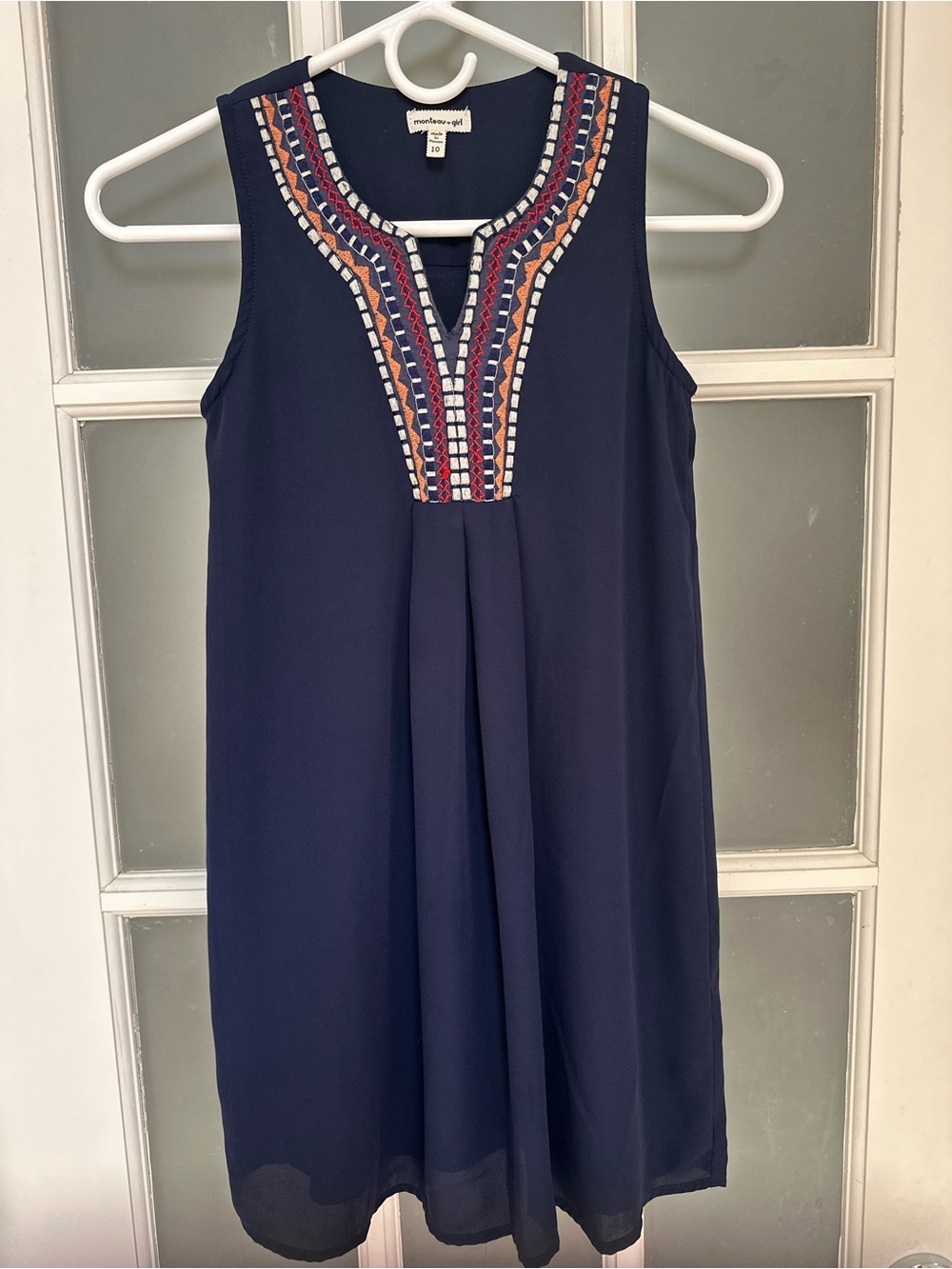 Monteau Girls Navy Blue Sleevless Lined Dress, size 10